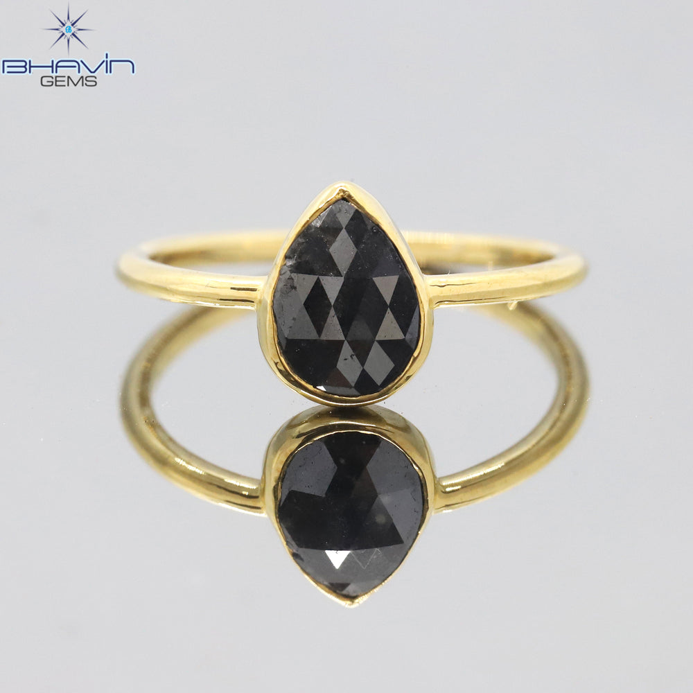 Pear Diamond, Natural Diamond Ring, Salt And Papper Diamond, Gold Ring, Engagement, Wedding Ring, Diamond Ring