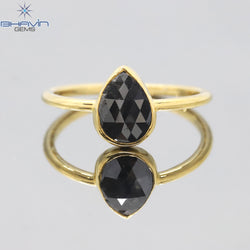 Pear Diamond, Natural Diamond Ring, Salt And Papper Diamond, Gold Ring, Engagement, Wedding Ring, Diamond Ring