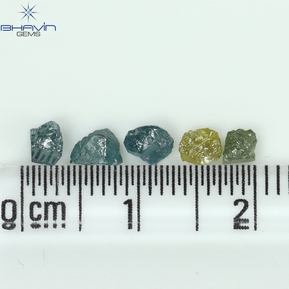 1.12 CT/5 PCS Rough Shape Enhanced Mix Color Natural Diamond I3 Clarity (4.41 MM)
