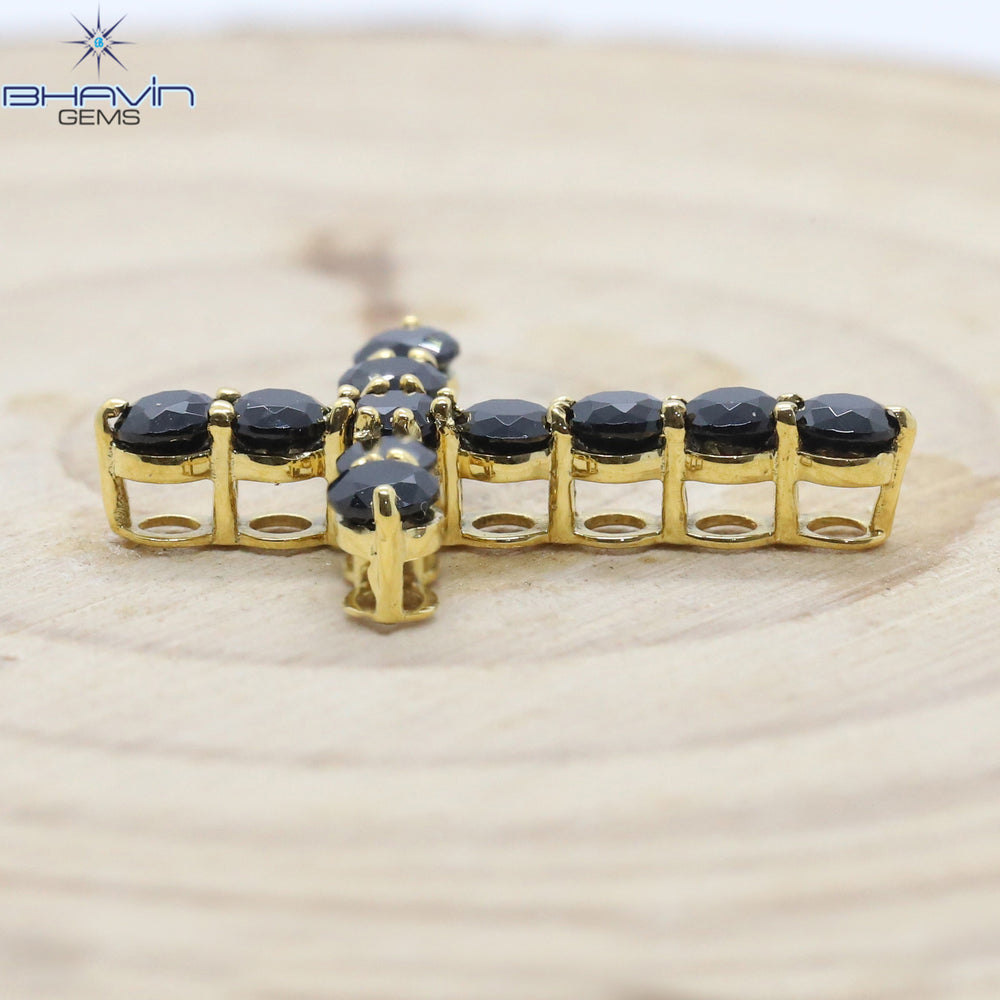 Diamond Pendant, Round Diamond, Black Diamond, Yellow Gold Pendant, Bridal Necklace, Pendant