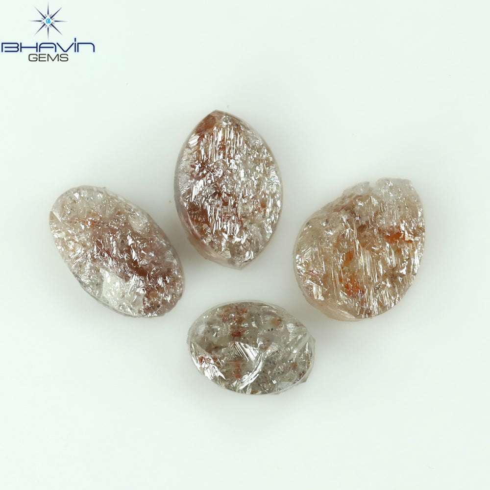 1.85 CT /4 Pcs Uncut Shape Brown Natural Loose Diamond I3 Clarity (6.48 MM)