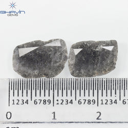 2.32 CT/2 PCS Slice Diamond Salt And Pepper Color Clarity I3 (12.50 MM)