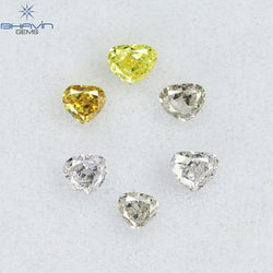 0.51 CT/6 Pcs Heart Shape Natural Diamond Mix Color VS2 Clarity (2.59 MM)