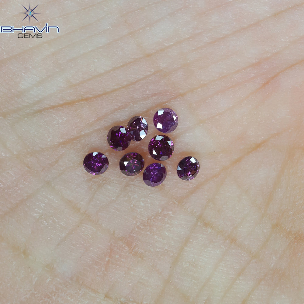 0.28 CT/8 PCS ラウンド ダイヤモンド ピンク色 天然ダイヤモンド I1 クラリティ (2.00 MM)