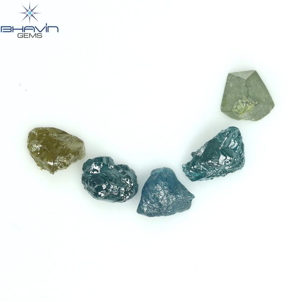 1.34 CT/5 PCS Rough Shape Enhanced Mix Color Natural Diamond I3 Clarity (5.50 MM)
