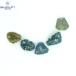 1.34 CT/5 PCS Rough Shape Enhanced Mix Color Natural Diamond I3 Clarity (5.50 MM)