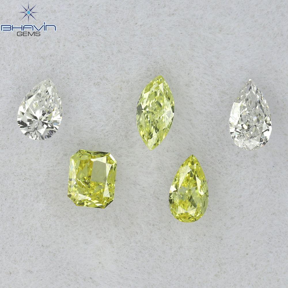 0.40 CT/5 Pcs Mix Shape Natural Diamond Pink-Yellow Color VS-SI Clarity (4.05 MM)