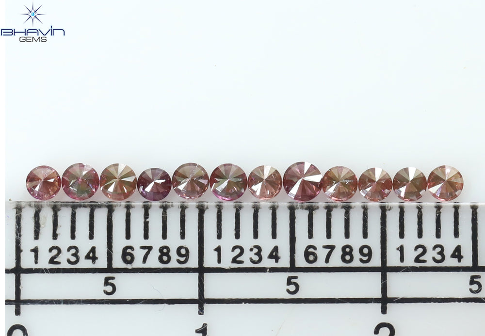 0.39 CT/12 Pcs Round Shape Natural Loose Diamond Pink Color VS-SI Clarity (2.25 MM)
