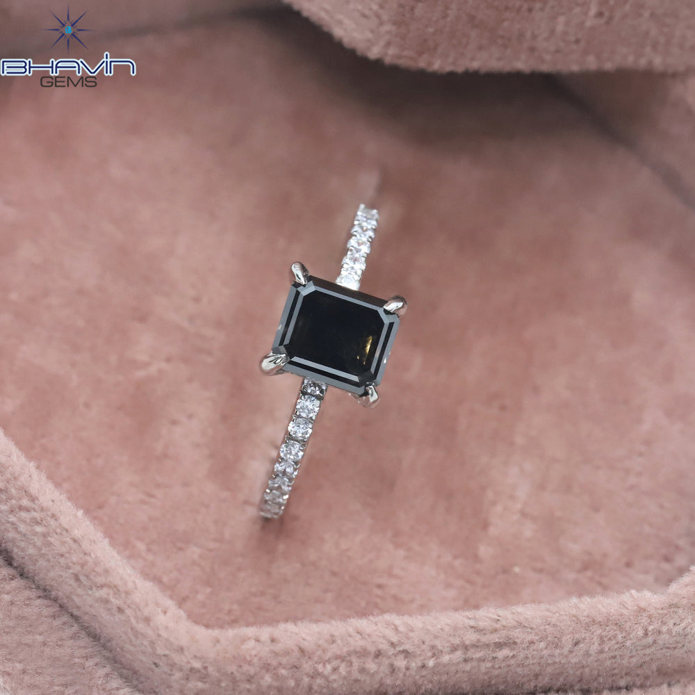 Emerald Diamond Natural Diamond Ring Black Color Gold Ring Engagement Ring