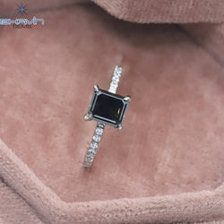 Emerald Diamond Natural Diamond Ring Black Color Gold Ring Engagement Ring