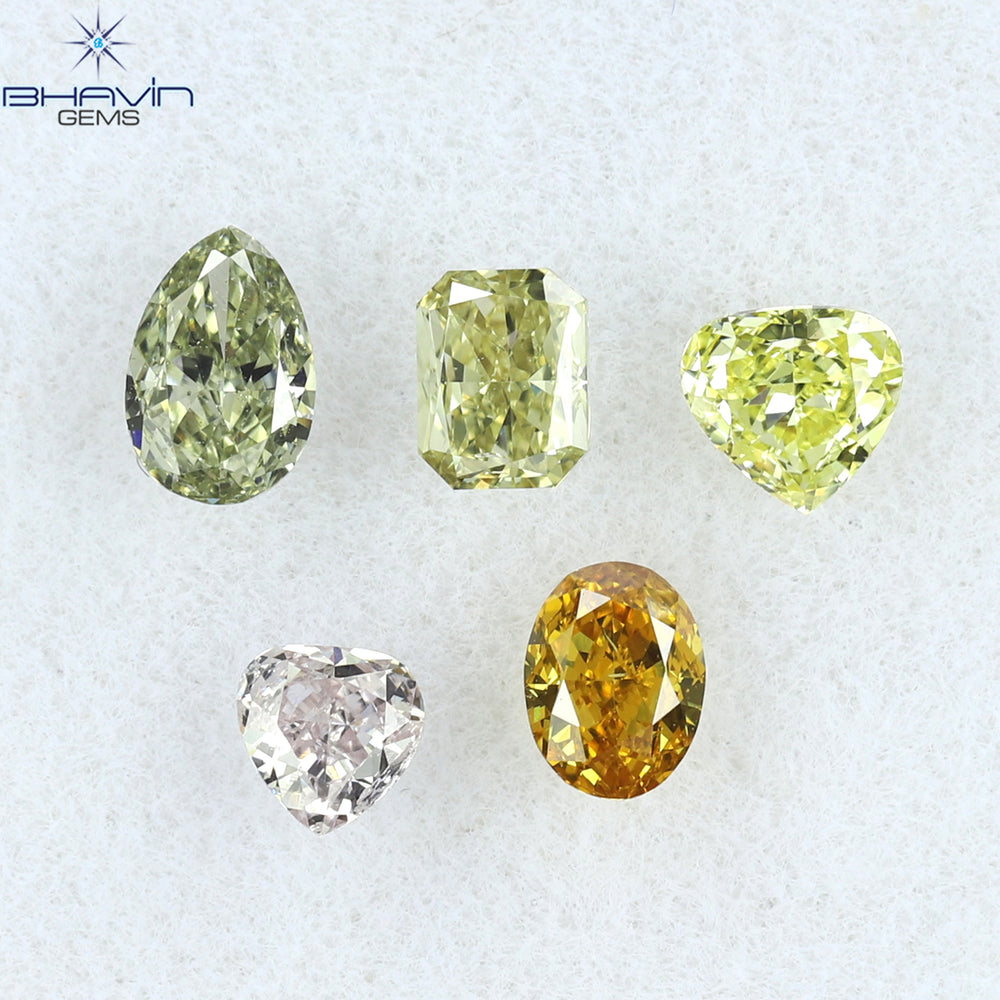 0.70 CT/5 Pcs Mix Shape Natural Diamond Mix Color VS2 Clarity (4.10 MM)
