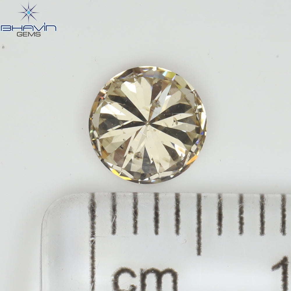 0.70 CT Round Shape Natural Diamond Brown Color I1 Clarity (5.57 MM)