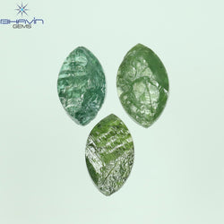 C1.04 CT/3 Pcs Marquise Rough Shape Blue Green Natural Loose Diamond I3 Clarity (6.65 MM)