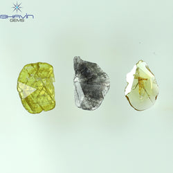 1.16 CT/3 Pcs Rosecut Polki Shape Natural Diamond  Fancy Color I3 Clarity (8.92 MM)