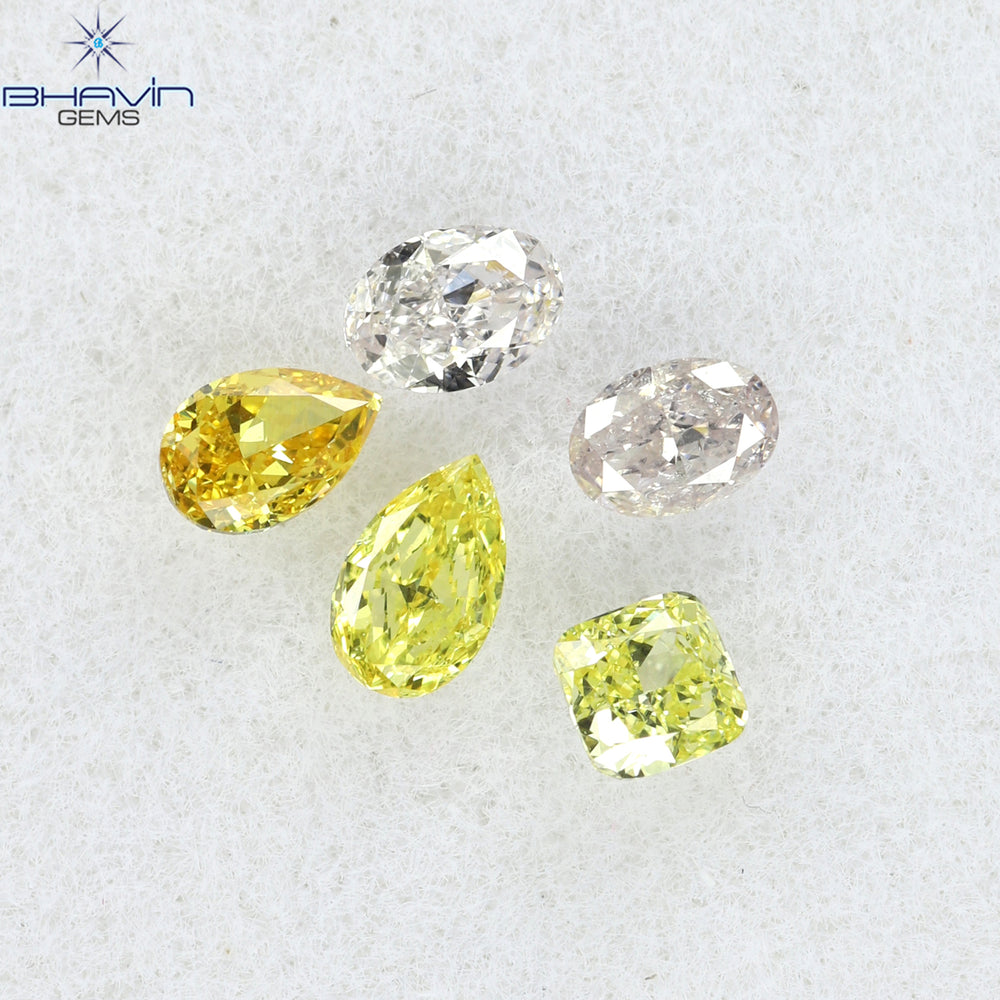 0.35 CT/5 Pcs Mix Shape Natural Diamond Mix Color VS2 Clarity (3.26 MM)