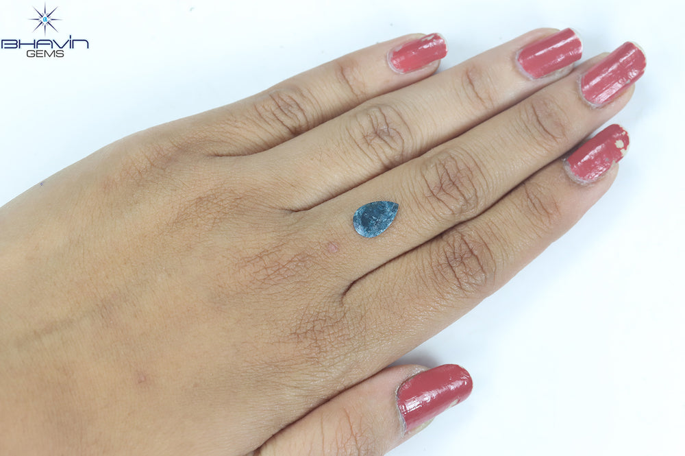 0.73 CT Pear Shape Natural Diamond Blue Color I3 Clarity (10.72 MM)