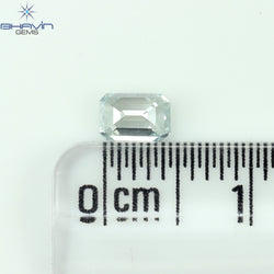 0.39 CT Emerald Shape Natural Diamond Greenish Blue Color VS1 Clarity (4.86 MM)