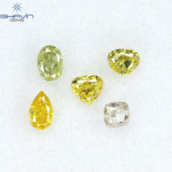 0.58 CT/5 Pcs Mix Shape Natural Diamond Mix Color VS-SI Clarity (3.90 MM)