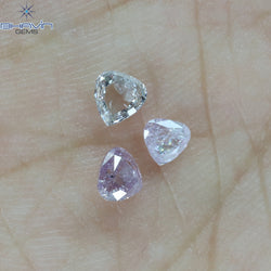0.50 CT/3 PCS Heart Shape Natural Diamond Pink Color I2 Clarity (3.95 MM)