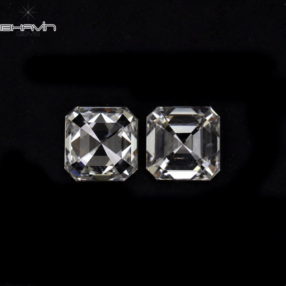 0.20 CT/2 Pcs Asscher Shape White (G+) Color Natural Loose Diamond VVS-VS Clarity (2.40 MM)