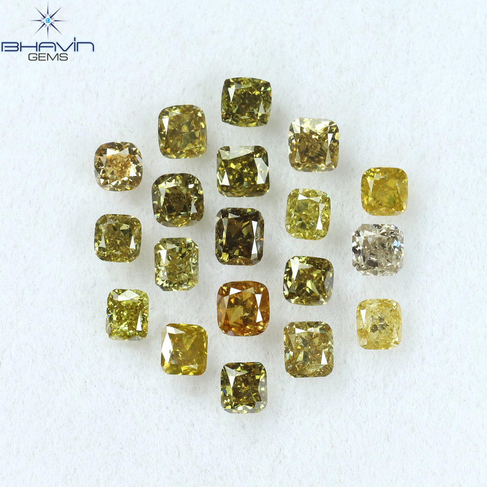 1.71 CT/19 Pcs Cushion Shape Natural Diamond Mix Color VS-SI Clarity (2.75 MM)