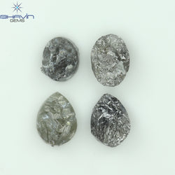 1.91 CT /4 Pcs Uncut Shape Salt And Pepper Natural Loose Diamond I3 Clarity (5.85 MM)