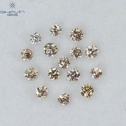 0.38 CT/15 Pcs Round Shape Natural Loose Diamond Brown Pink ((Argyle) Color VS2 Clarity (2.00 MM)