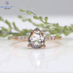 Pear Diamond Salt And Pepper Diamond Natural Diamond Ring Gold Ring Engagement Ring