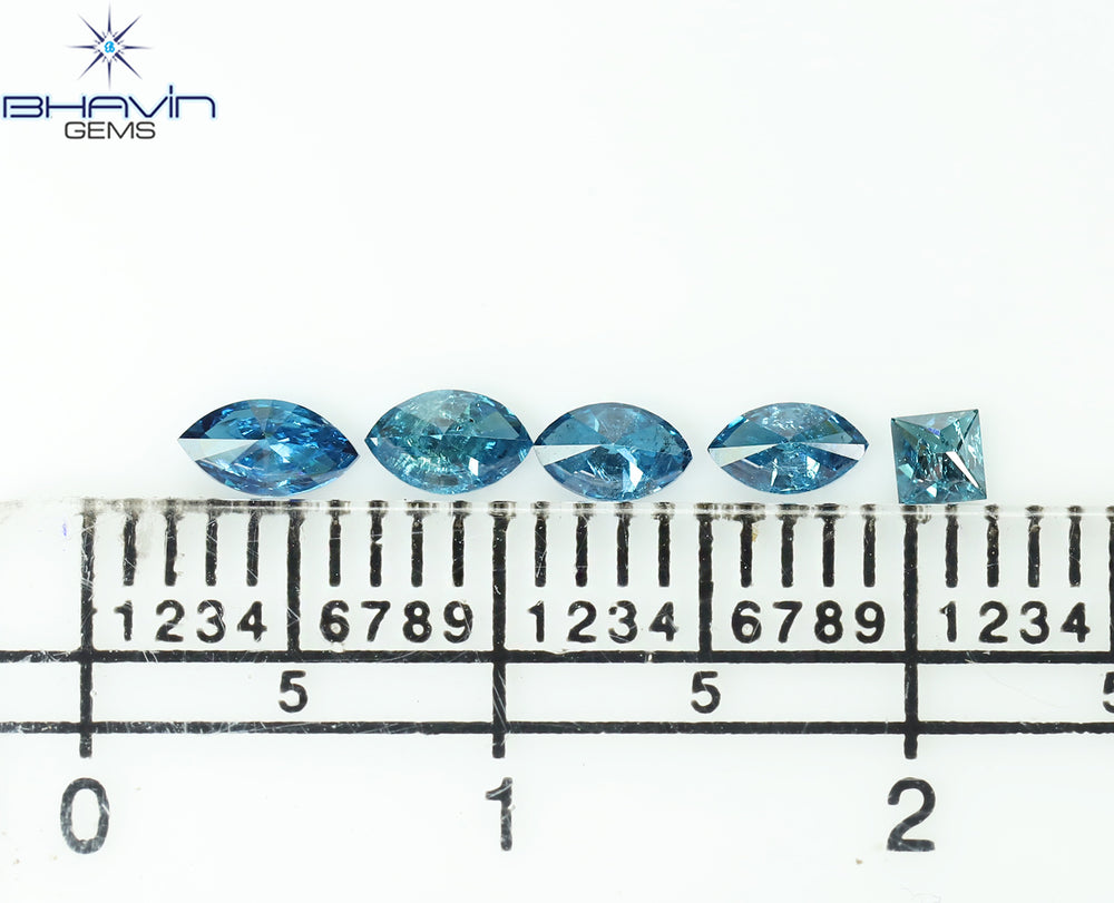 0.48 CT/5 PCS Marquise Diamond Natural Diamond Blue Diamond I2 Clarity (4.44 MM)