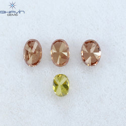 0.72 CT/4 Pcs Oval Shape Enhanced Pink Yellow Color Natural Loose Diamond SI2 Clarity (4.15 MM)