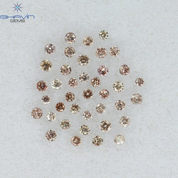 0.26 CT/39 Pcs Round Shape Natural Loose Diamond Pink (Argyle) Color SI Clarity (1.35 MM)