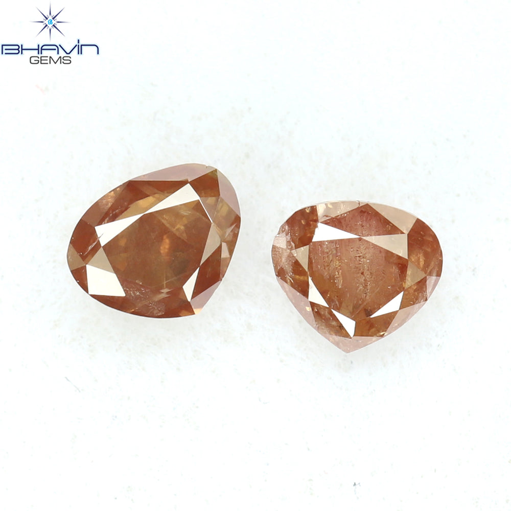 0.51 CT/2 Pcs Heart Shape Natural Loose Diamond Pink Color I2 Clarity (4.22 MM)