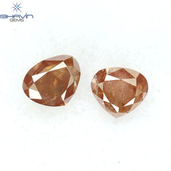 0.51 CT/2 Pcs Heart Shape Natural Loose Diamond Pink Color I2 Clarity (4.22 MM)