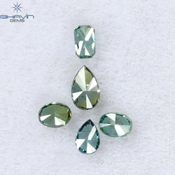 0.38 CT/5 Pcs Mix Shape Natural Diamond Blue Green Color VS-SI Clarity (3.90 MM)
