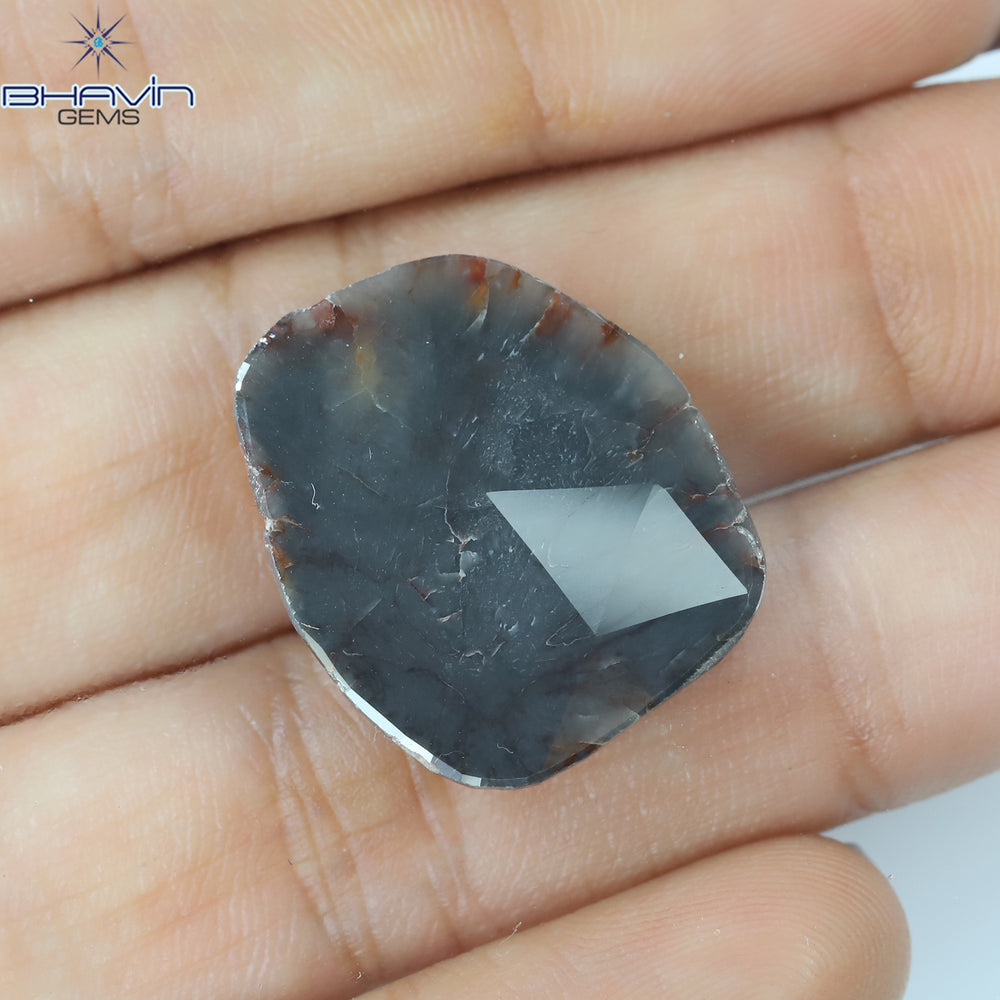 7.13 CT Slice Shape Natural Diamond Brown Gray Color I3 Clarity (22.00 MM)