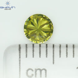 1.02 CT ラウンド シェイプ ナチュラル ダイヤモンド グリーン イエロー カラー SI1 クラリティ (5.63 MM)