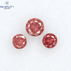 0.28 CT/3 PCS Round Diamond Pink Color Natural Diamond I1 Clarity (3.25 MM)