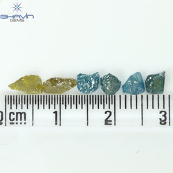 2.10 CT/6 PCS Rough Shape Enhanced Mix Color Natural Diamond I3 Clarity (6.32 MM)