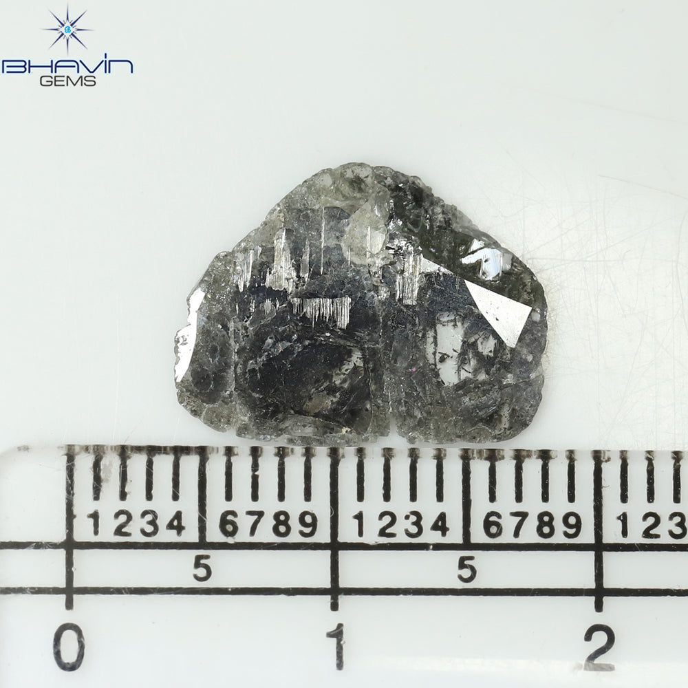 1.89 CT Slice Shape Natural Diamond Salt And Pepper Color I3 Clarity (14.30 MM)