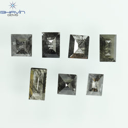 0.92 CT/7 Pcs, Baguette Diamond, Salt And Pepper Color, I3 Clarity