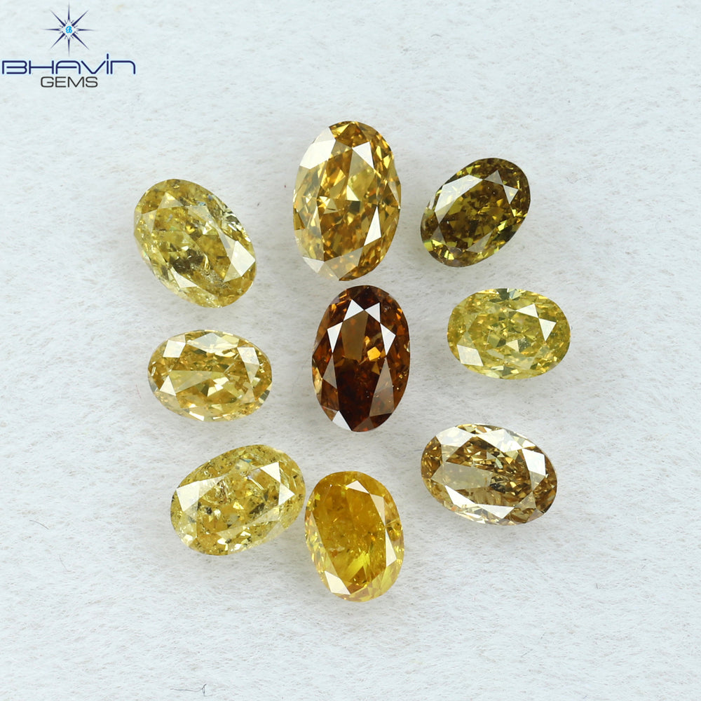 1.31 CT/9 Pcs Oval Shape Natural Diamond Mix Color SI Clarity (3.45 MM)
