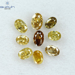 1.31 CT/9 Pcs Oval Shape Natural Diamond Mix Color SI Clarity (3.45 MM)