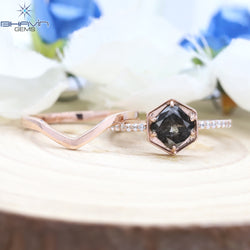 Cushion Diamond, Salt and Pepper Diamond, Natural Diamond Ring, Engagement Ring, Wedding Ring