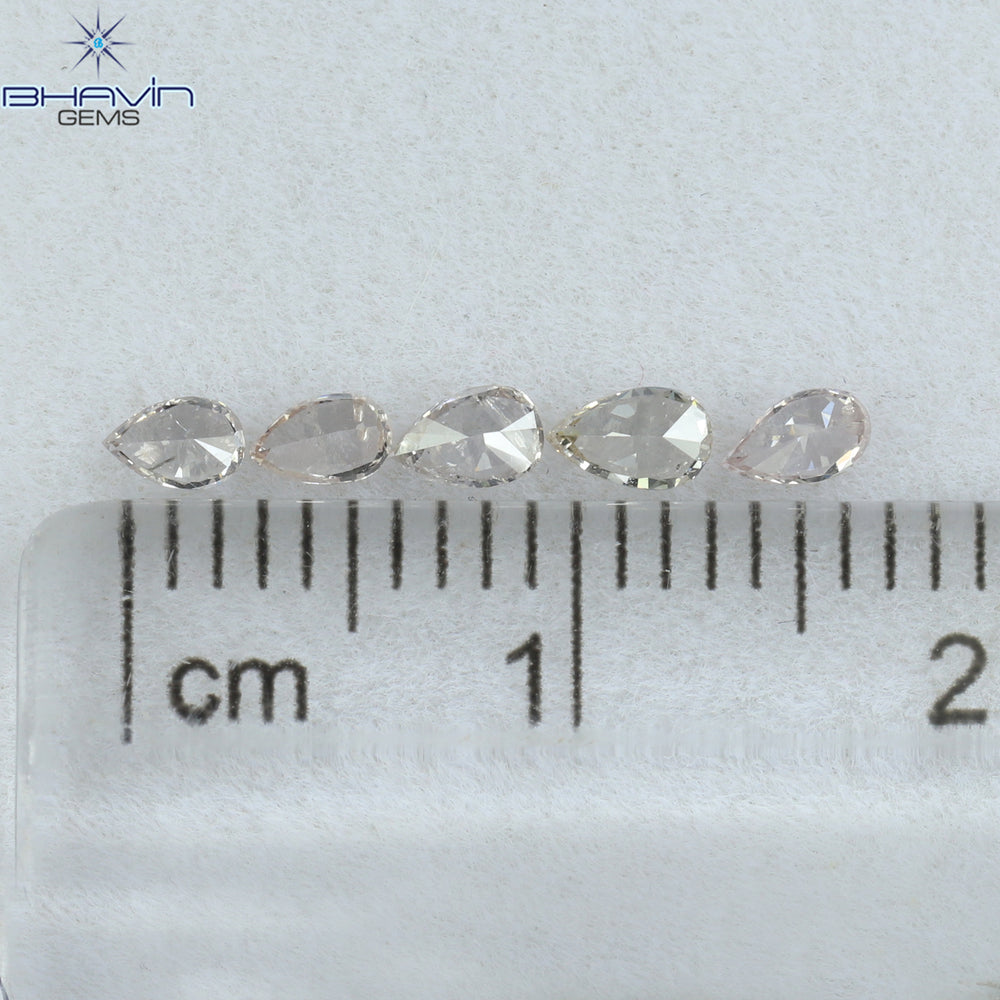 0.35 CT/5 Pcs Pear Shape Natural Diamond Pink Color SI Clarity (3.76 MM)