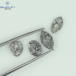 1.42 CT/4 Pcs Uncut Shape Salt And Pepper Natural Loose Diamond I3 Clarity (6.66 MM)