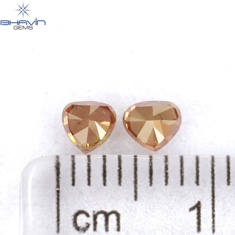 0.41 CT/2 Pcs Heart Shape Natural Loose Diamond Pink Color I1 Clarity (3.84 MM)