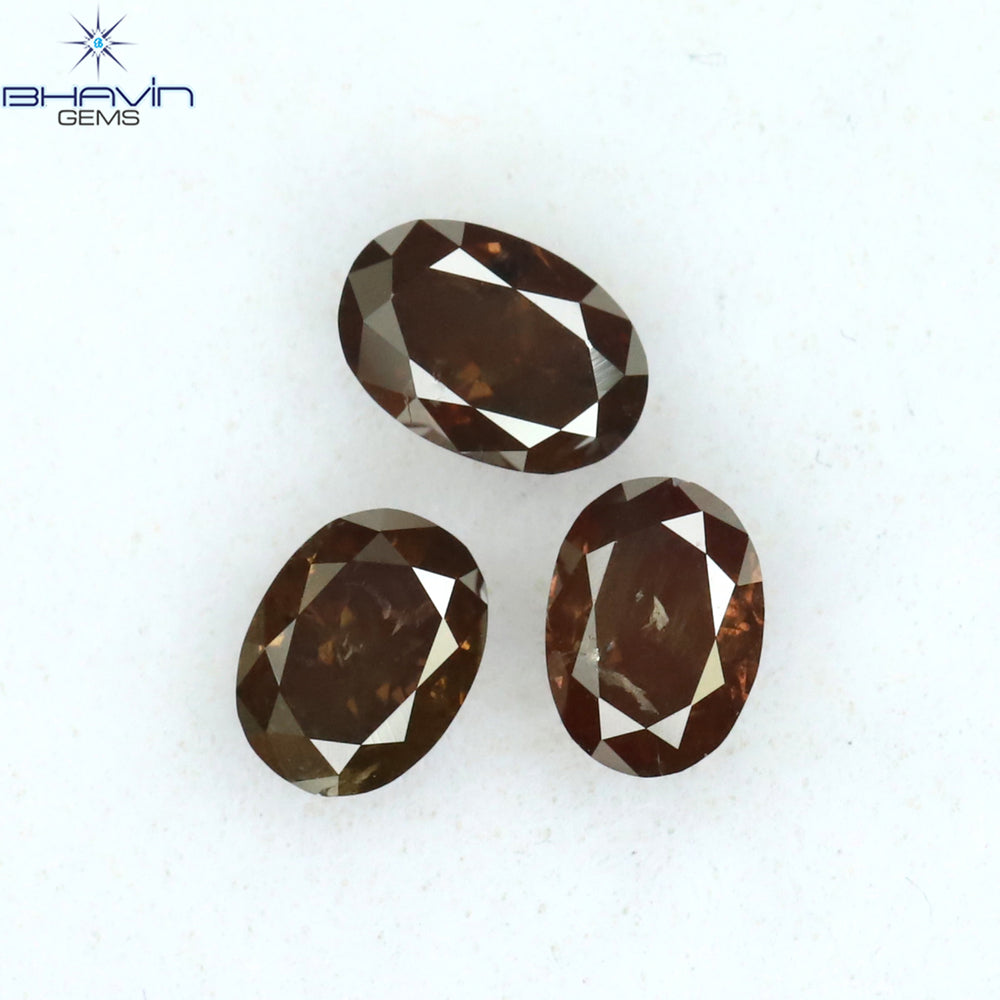 0.93 CT/3 Pcs Oval Shape Natural Diamond Pink Color I1 Clarity (5.05 MM)