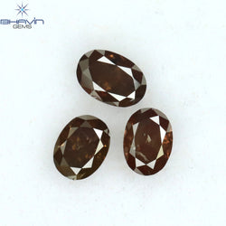 0.93 CT/3 Pcs Oval Shape Natural Diamond Pink Color I1 Clarity (5.05 MM)