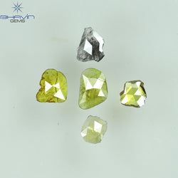 0.71 CT/5 ピース ローズカット ポルキ シェイプ ナチュラル ダイヤモンド ファンシー カラー I3 クラリティ (6.26 MM)