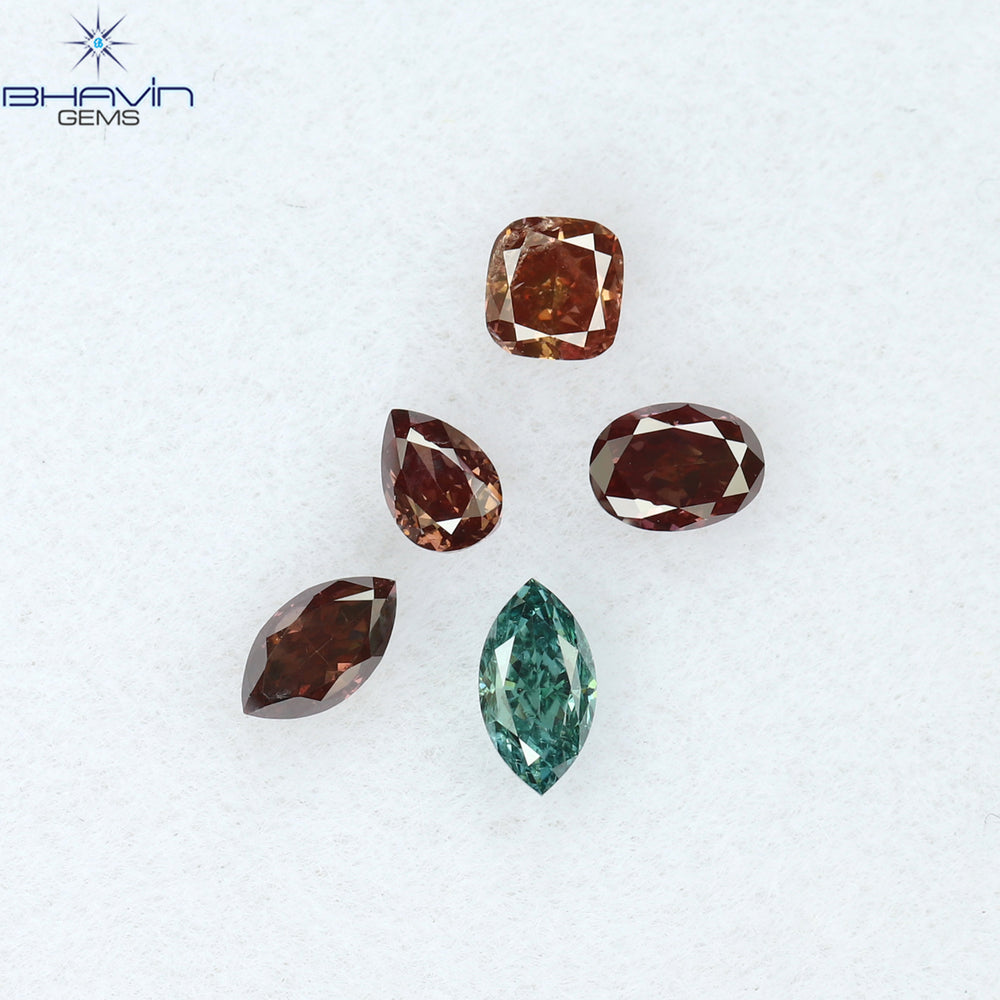 0.47 CT/5 Pcs Mix Shape Natural Diamond Pink Color SI Clarity (3.00 MM)
